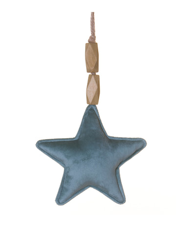 Závěsná hvězda z modrého sametu 15 cm 