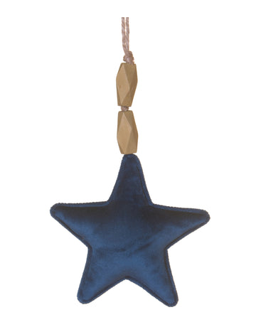 Závěsná hvězda z tmavě modrého sametu 15 cm 