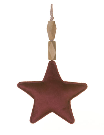 Vínové sametové závěsné světlo s hvězdou 15 cm pro jedle