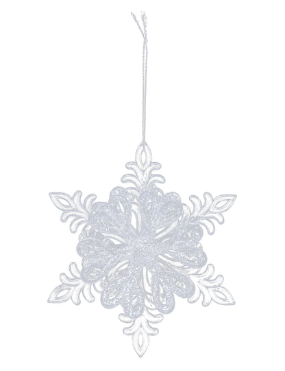 Třpytivé závěsné světlo sněhové vločky 11 cm náhodný vzor pro strom