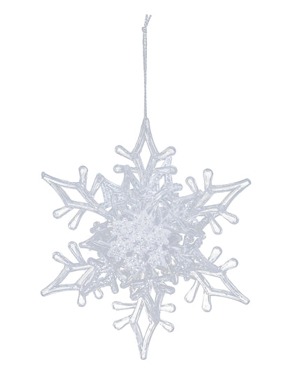 Třpytivé závěsné světlo sněhové vločky 11 cm náhodný vzor pro strom