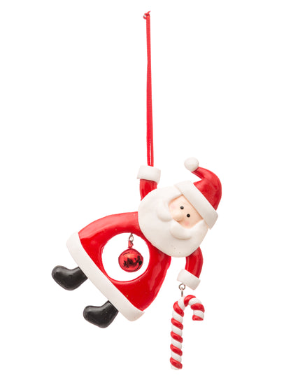 Santa Claus visící se zvonkem 10 cm náhodný vzor pro strom