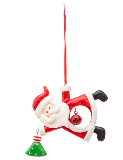 Santa Claus visící se zvonkem 10 cm náhodný vzor pro strom