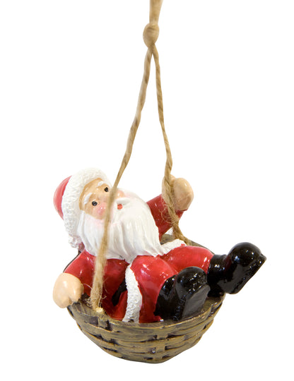 Santa Claus visící ve svém pryskyřičném košíku 6 x 4 x 4 cm pro jedle