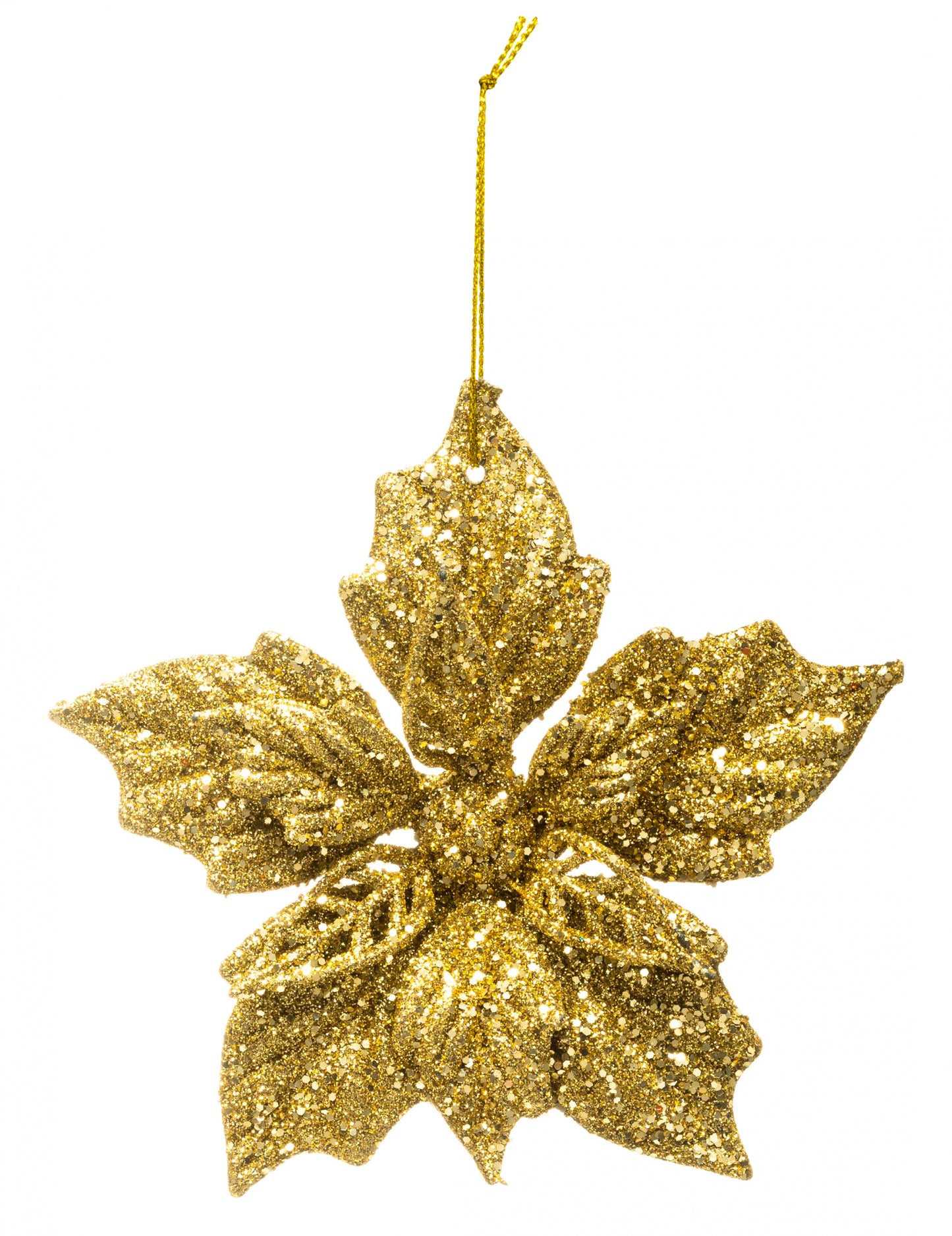 Závěsné světlo vánoční hvězda se zlatými třpytkami 12 cm pro vánoční stromeček