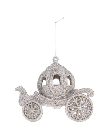 Závěs pro strom pohádkového kočáru 11 cm se stříbrnými třpytkami