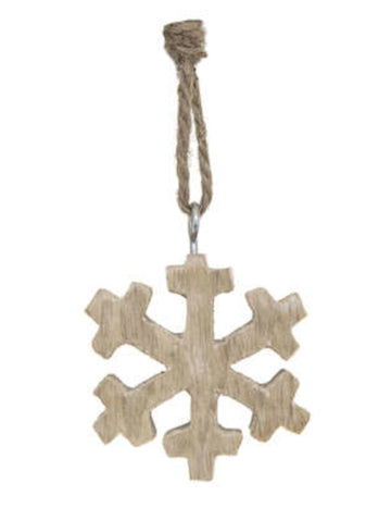 Dřevěný věšák na stromeček ve tvaru sněhových vloček 5 cm