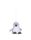 Suspension pingouin pour sapin blanc et gris à paillettes argentées