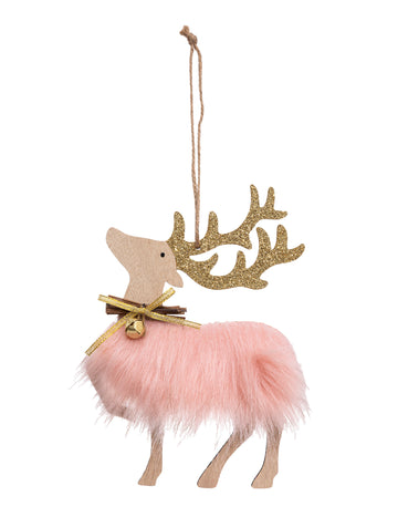 Přívěsek sobí víla 17.5 cm v třpytivé růžové látce