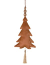 Suspension sapin pour décoration de Noël en velours terracotta avec tassel ivoire