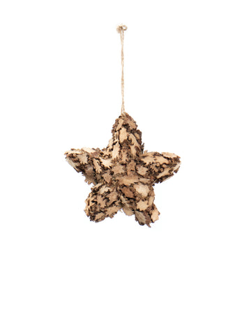 Závěsná dekorace na stromeček hvězda ze dřeva 10 cm 