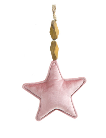 Závěsná hvězda z růžového sametu 15 cm 