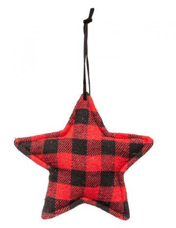 Tartanový přívěsek hvězda 15 cm v bavlně