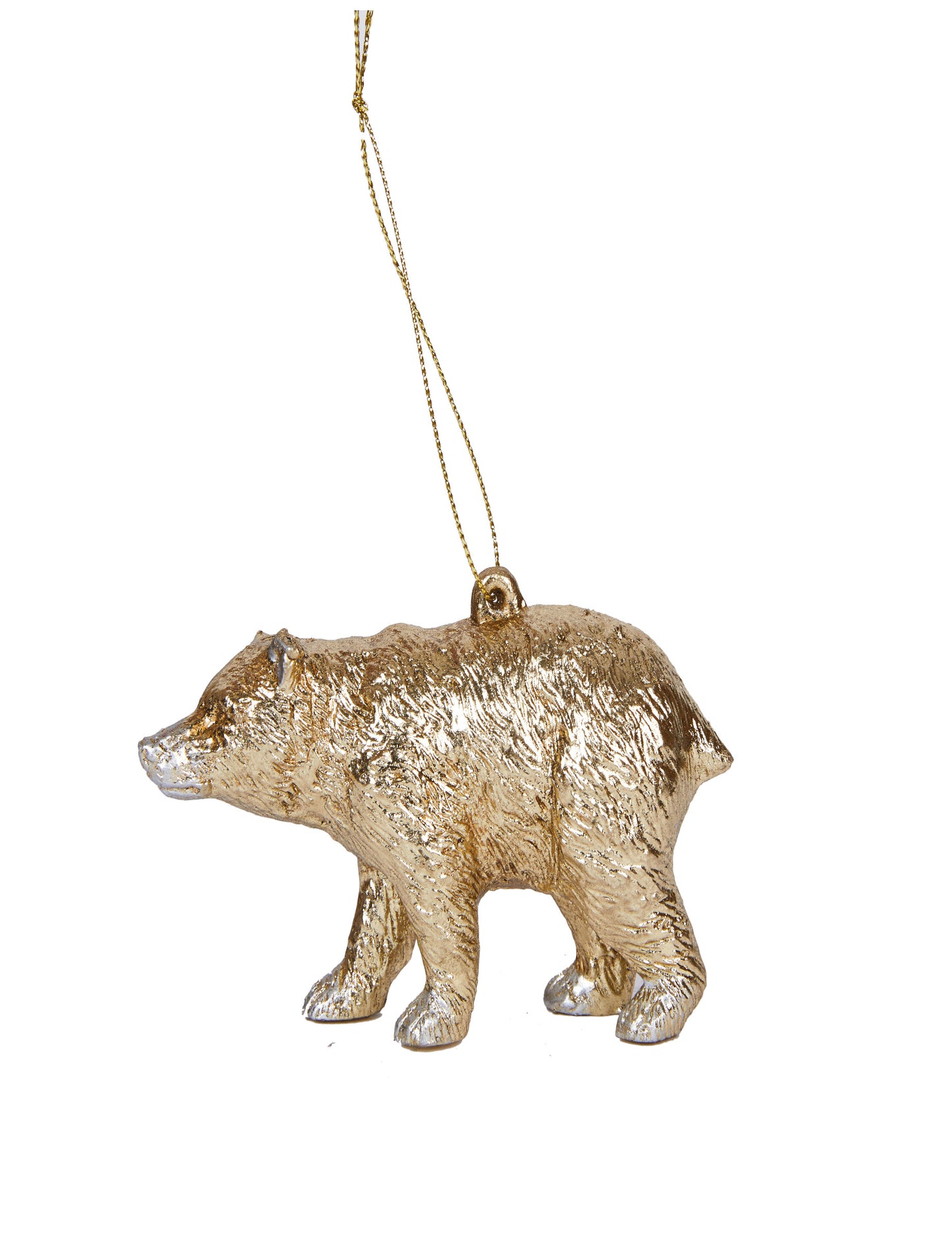 Závěsná ozdoba na stromeček zlatý medvídek 12 cm 