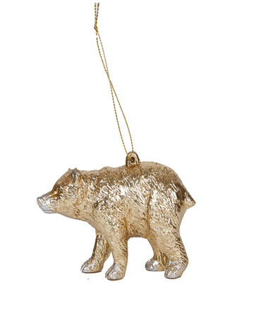 Závěsná ozdoba na stromeček zlatý medvídek 12 cm 