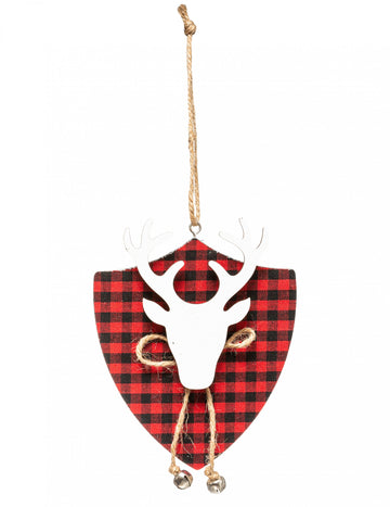 Tartanový přívěsek sobí hlavy 14 cm pro jedle
