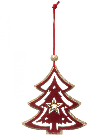 Závěsná ozdoba na stromeček červená a zlatá 10 cm 