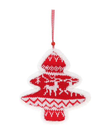 Závěsné svítidlo z červené a bílé jedle 20 cm Vzor vánočního svetru