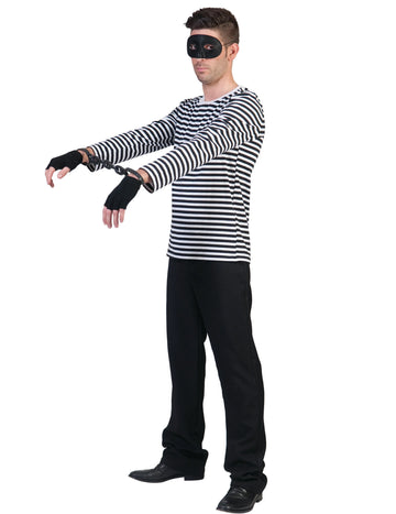 Gestreiftes schwarz-weißes Langarm-Mime-T-Shirt für Erwachsene