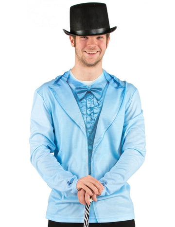 T-shirt imprimé costume pour adulte bleu avec motif de smoking