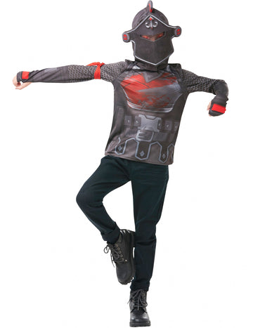 T-shirt et cagoule Black Knight Fortnite pour adolescent gris et rouge avec imprimé armure