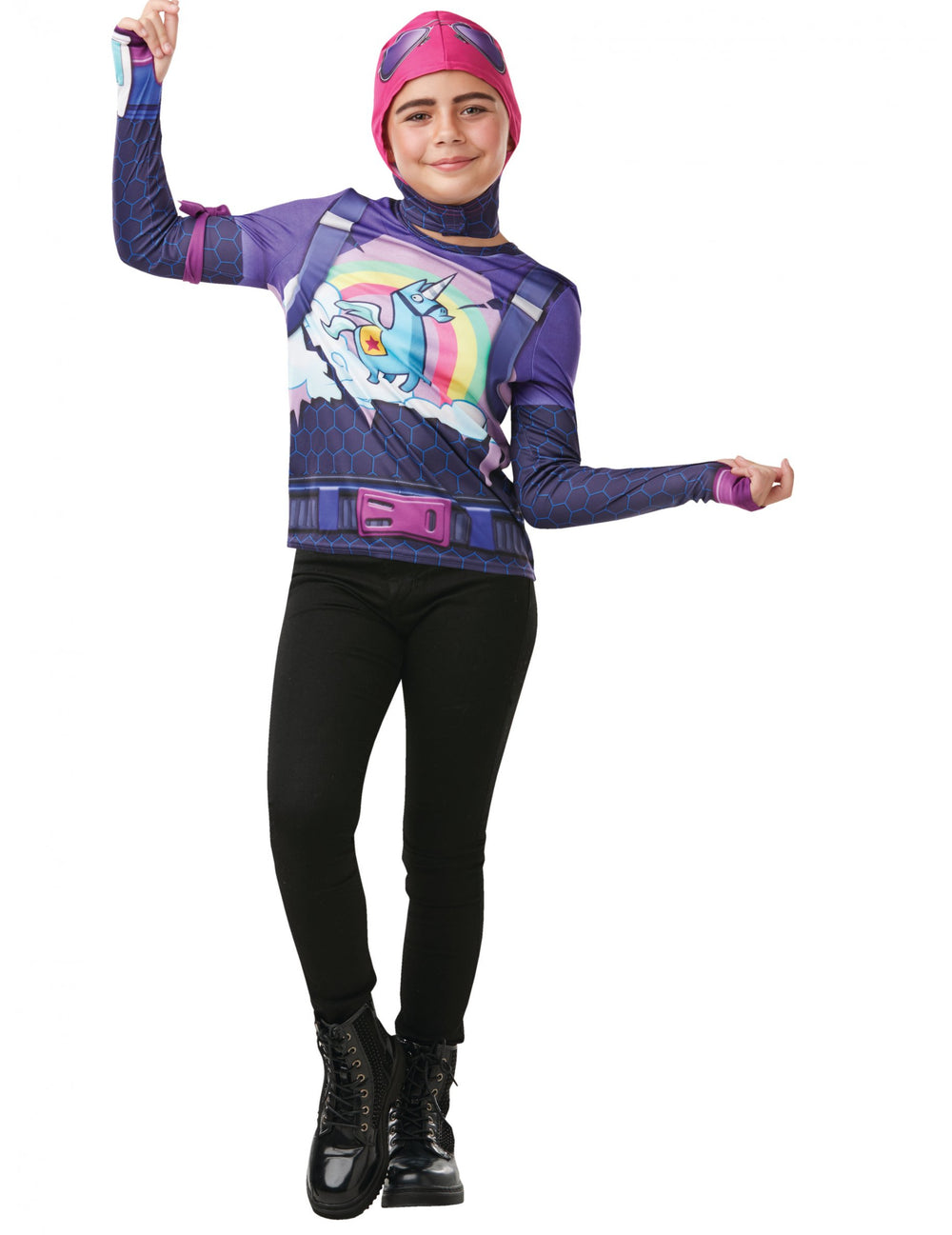 T-shirt et cagoule Brite Bomber Fortnite pour adolescent violet et rose avec licorne arc-en-ciel
