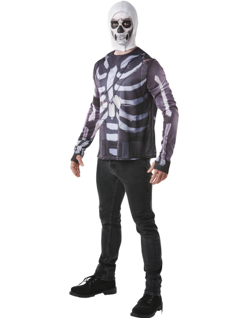trička a kukla Skull Trooper Fortnite™ pro dospělý černá a bílá s motivem kostry