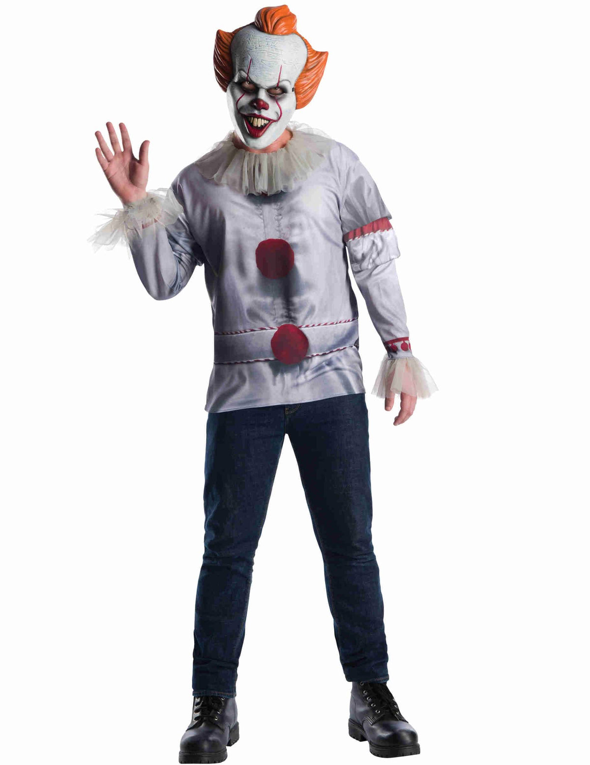 trička et masque Ca pro dospělý šedá a červená s oranžová vlasy