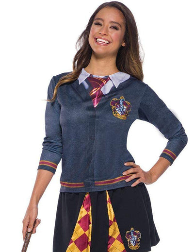 T-shirt Gryffondor Harry Potter™ pour femme gris avec motif cravate et écusson