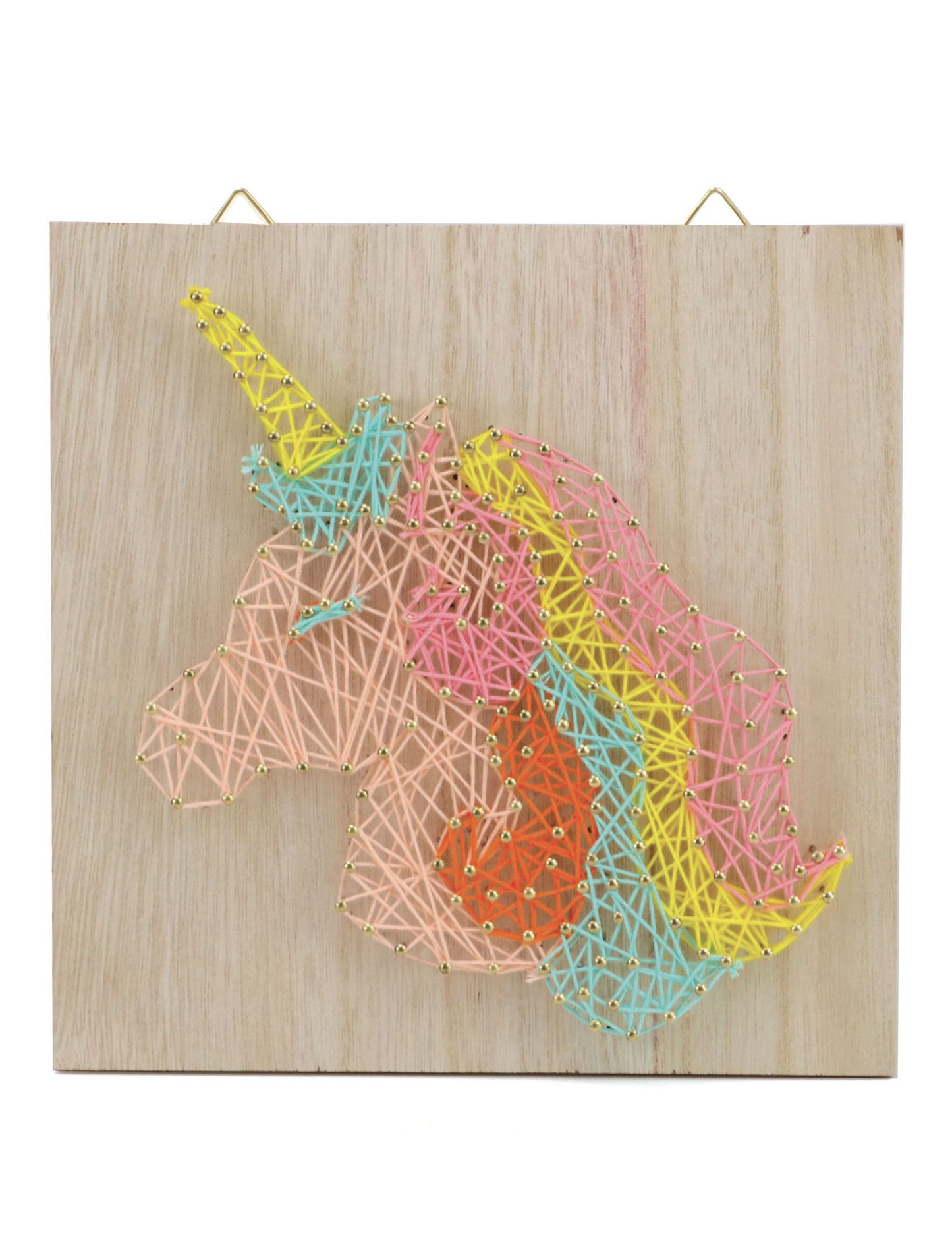 Dřevěný provázkový umělecký obraz na výrobu jednorožce 22 x 22 cm kreativní sada