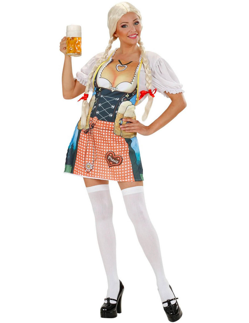 Bavorská zástěra pro dospělý s motivem dirndl a půllitrem piva