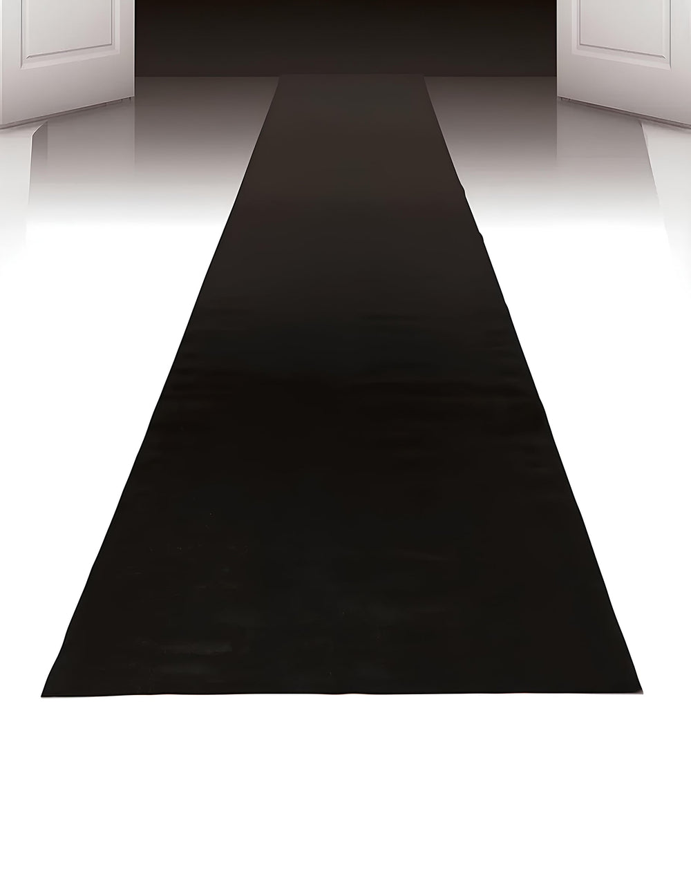 Vue en perspective du tapis VIP pour fête noir