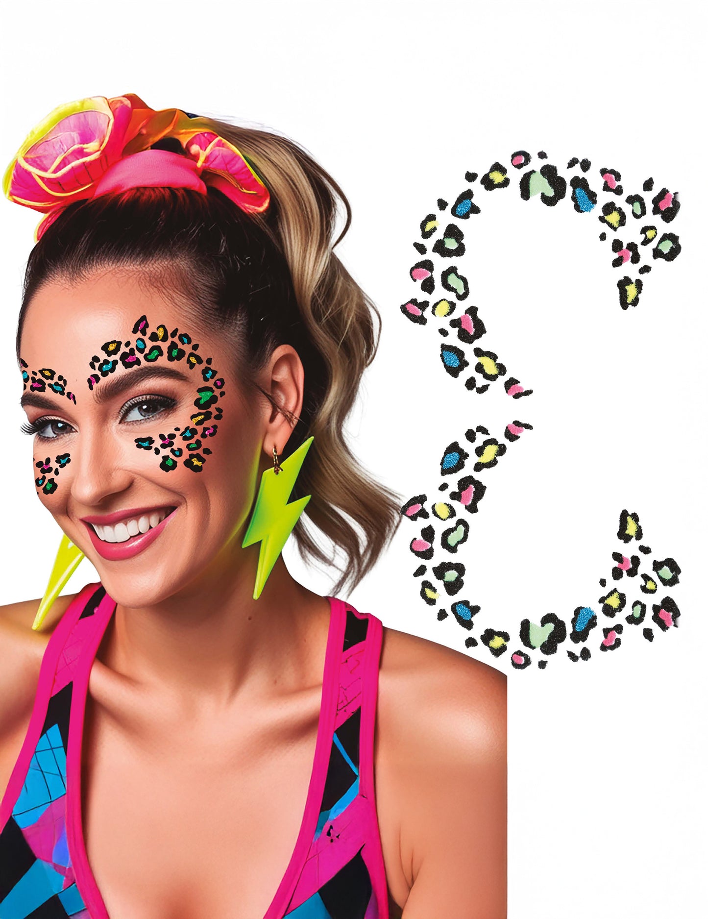 Třpytivé tetování vícebarevného leoparda