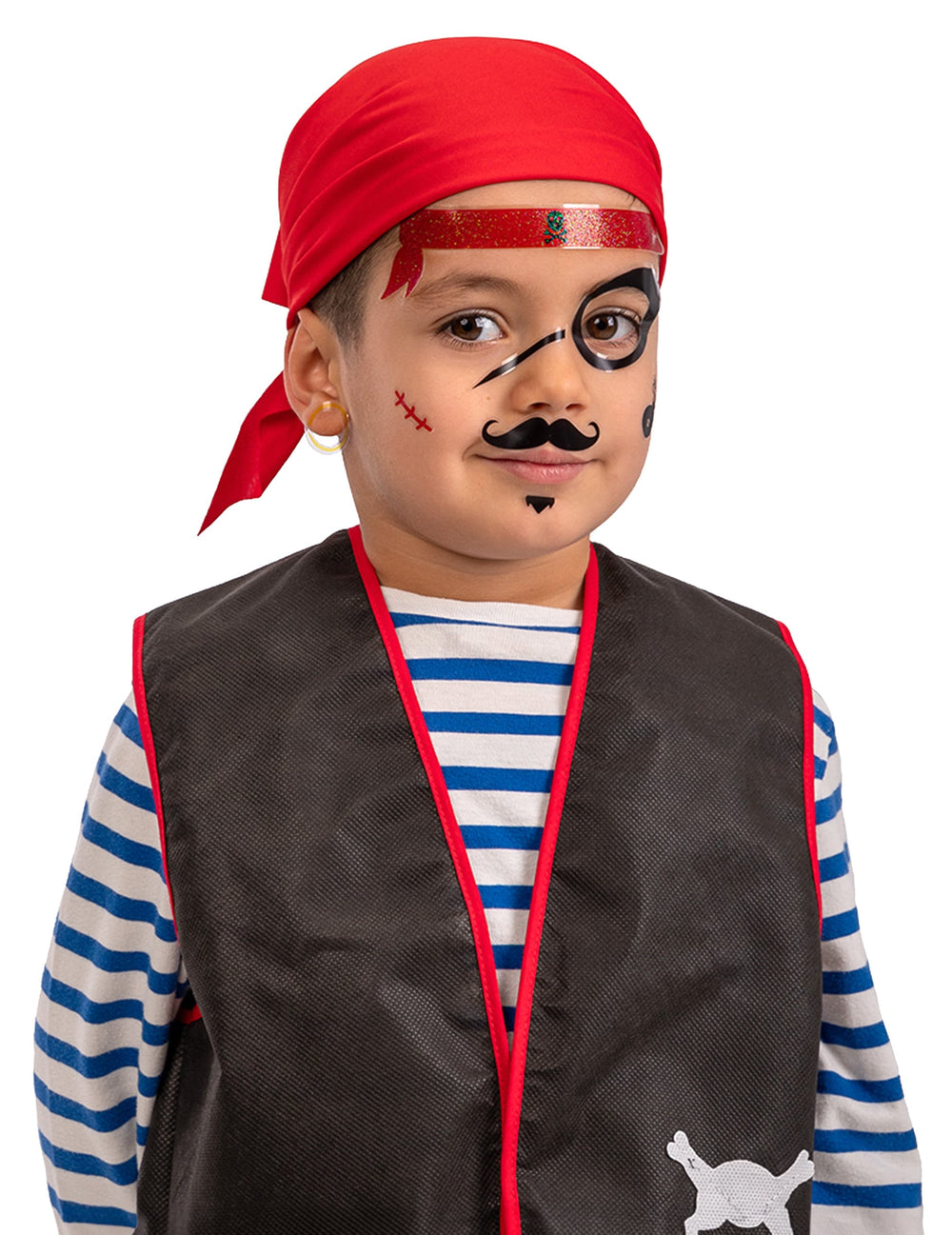 Tatouages adhésifs pirate pour enfant noirs et rouges