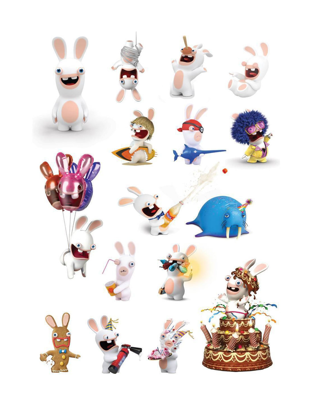 Tatouages Lapins Crétins pour enfant multicolores avec motifs festifs