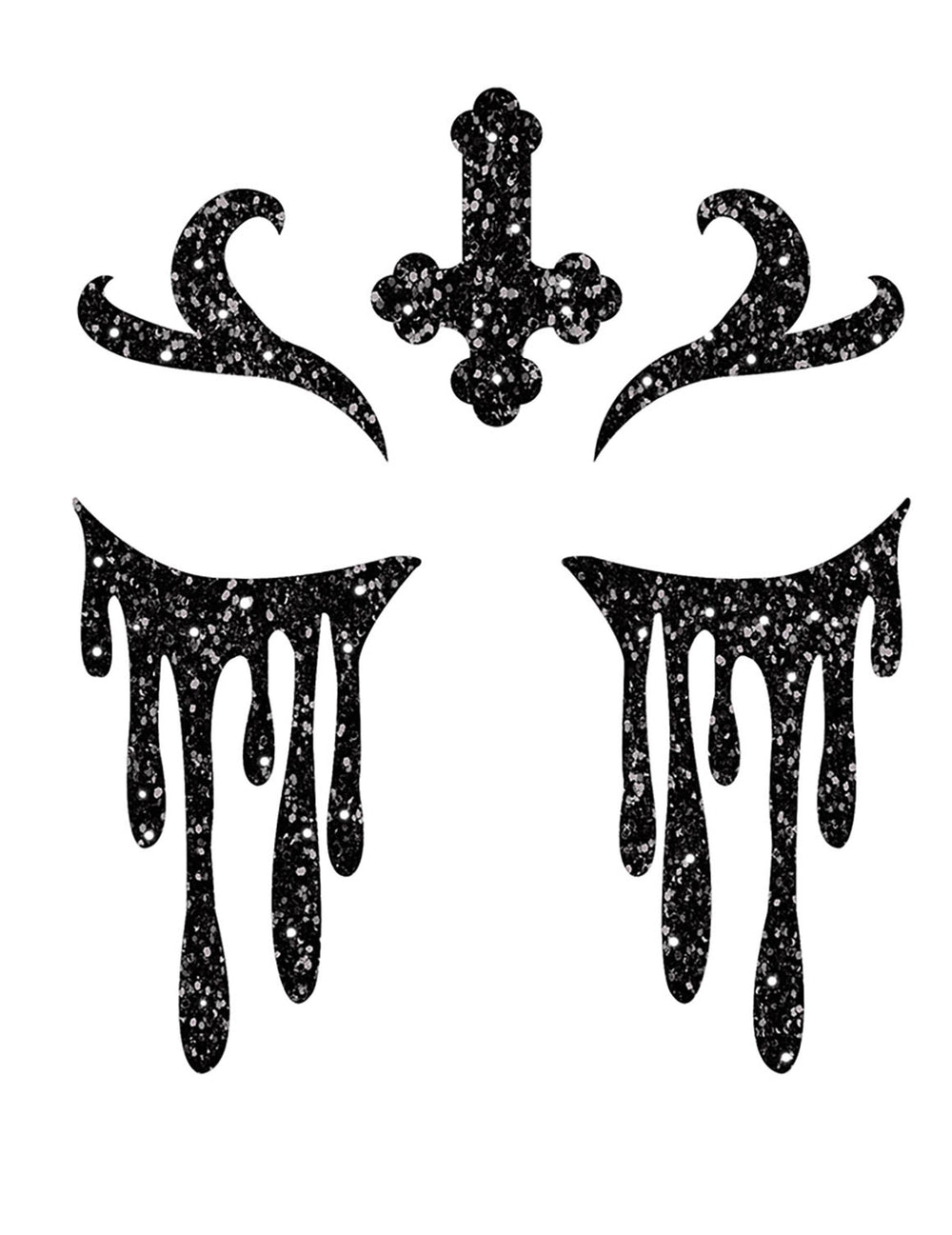 Détail des motifs des tatouages pailletés de nonne