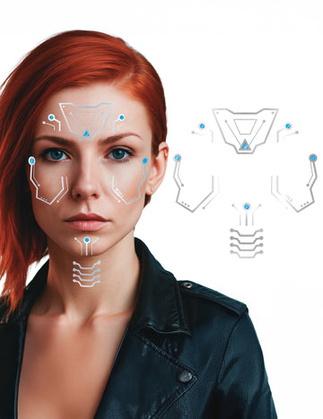 Futuristické tetování robotů na obličeji