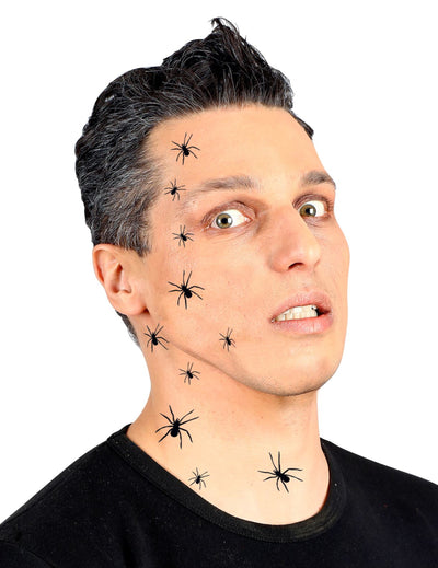 Tatouages temporaires 32 araignées pour adulte noir