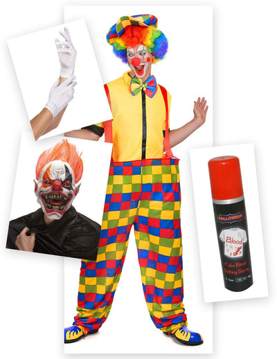 Balíček děsivého klaunského kostýmu na Halloween