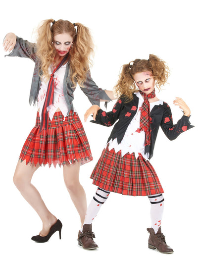 Párový kostým zombie školačky Matka/Dcera na Halloween