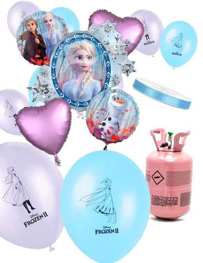 Heliumflaschen-Set mit 13 „Die Eiskönigin™“-Ballons und Band