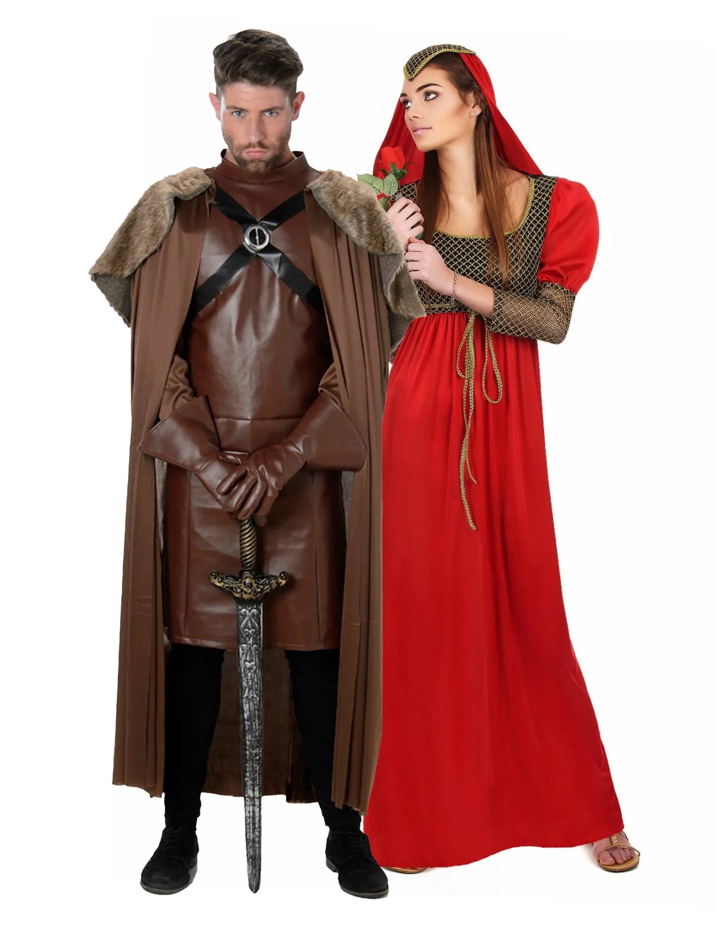 Déguisement de couple médiéval rouge adultes
