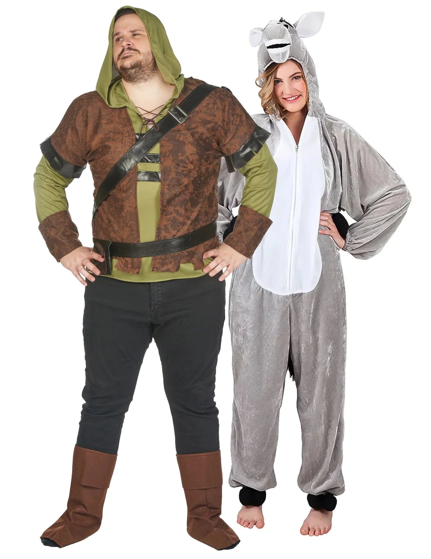 Párový kostým zlobr ve velké velikosti a dospělý osel