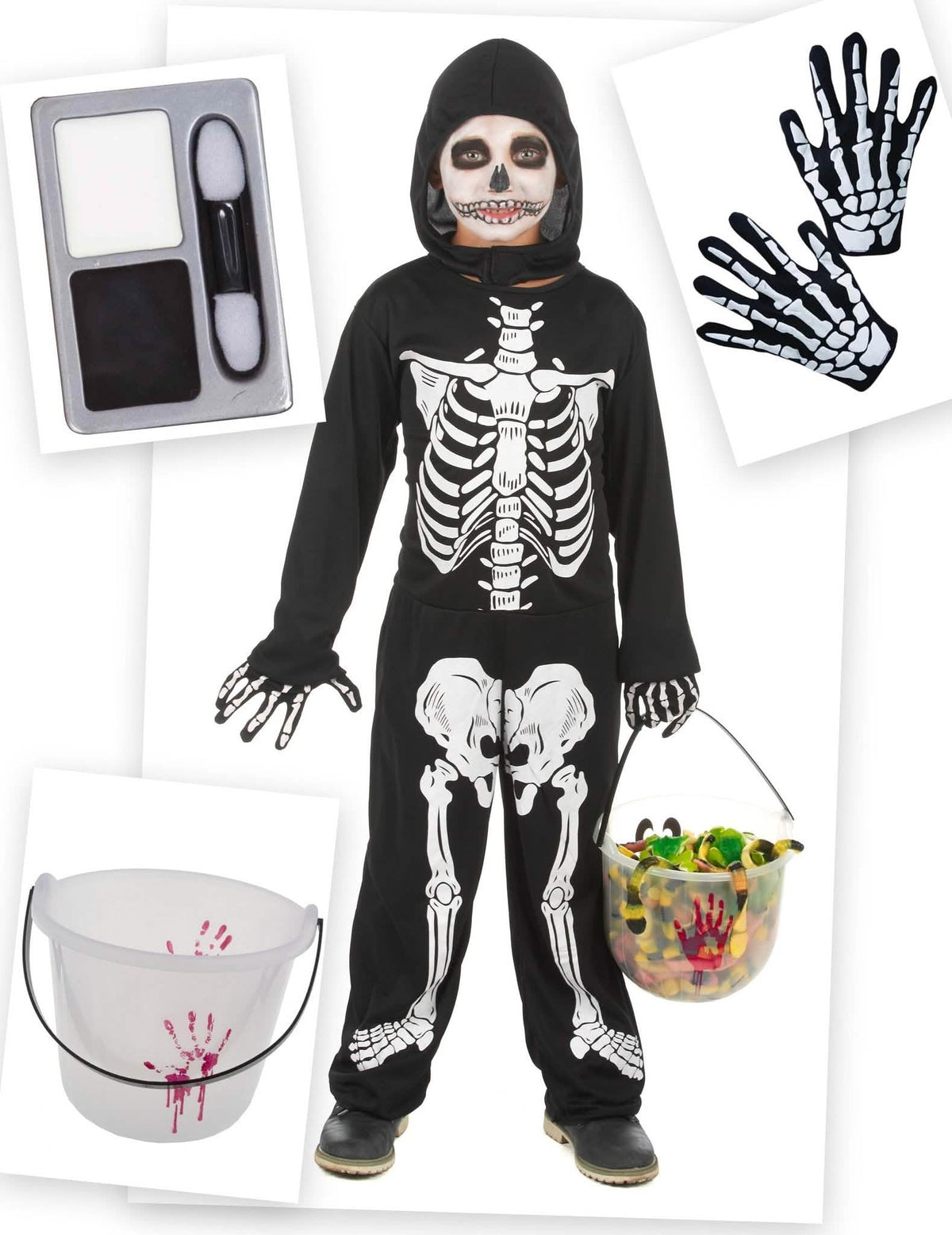 Balíček kostým kostry na Halloween pro chlapce