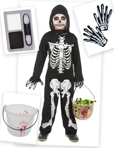 Pack déguisement squelette Halloween garçon