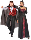 Dvojice děsivých červených upírských kostýmů na Halloween pro dospělé