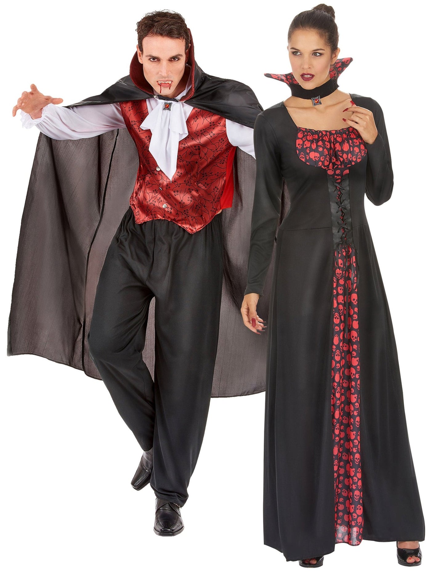 Gruseliges Vampir-Paar-Kostüm rot für Erwachsene zu Halloween