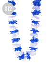 12 havajských náhrdelníků pro dospělé, modrých a bílých
