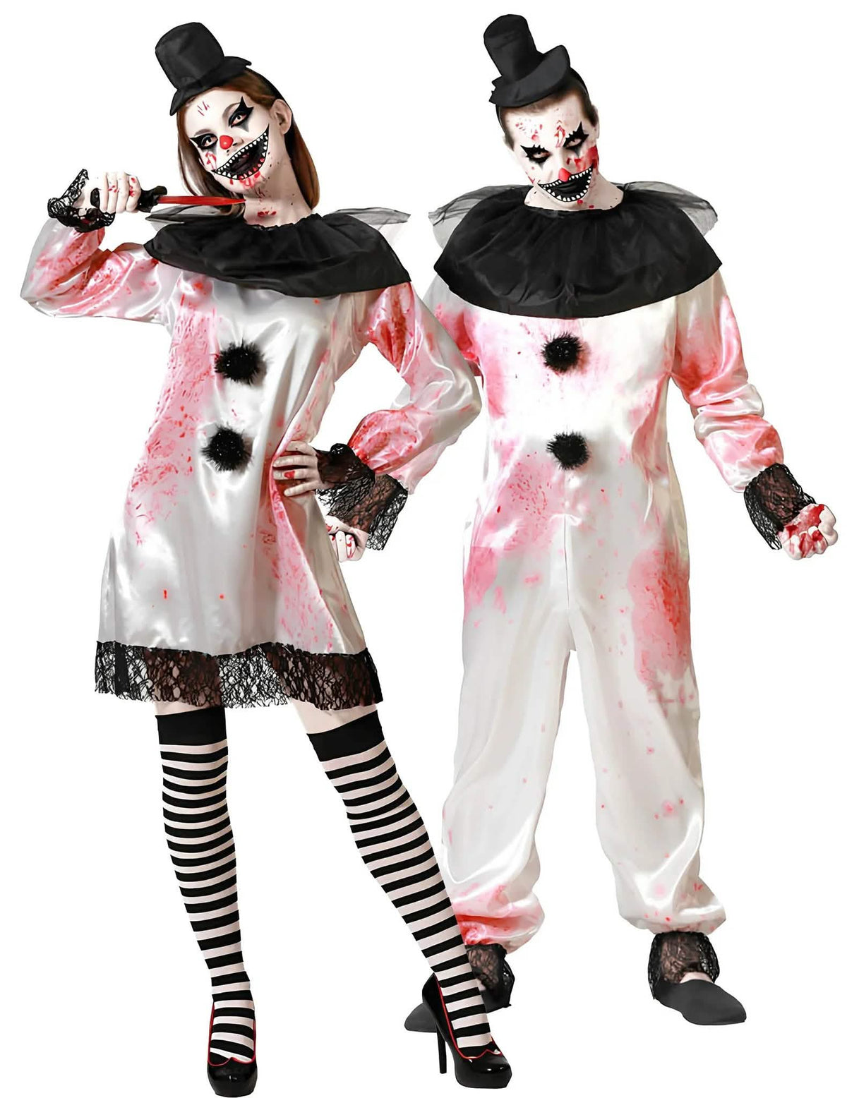 Párový kostým Pierrot vrah pro dospělé na Halloween