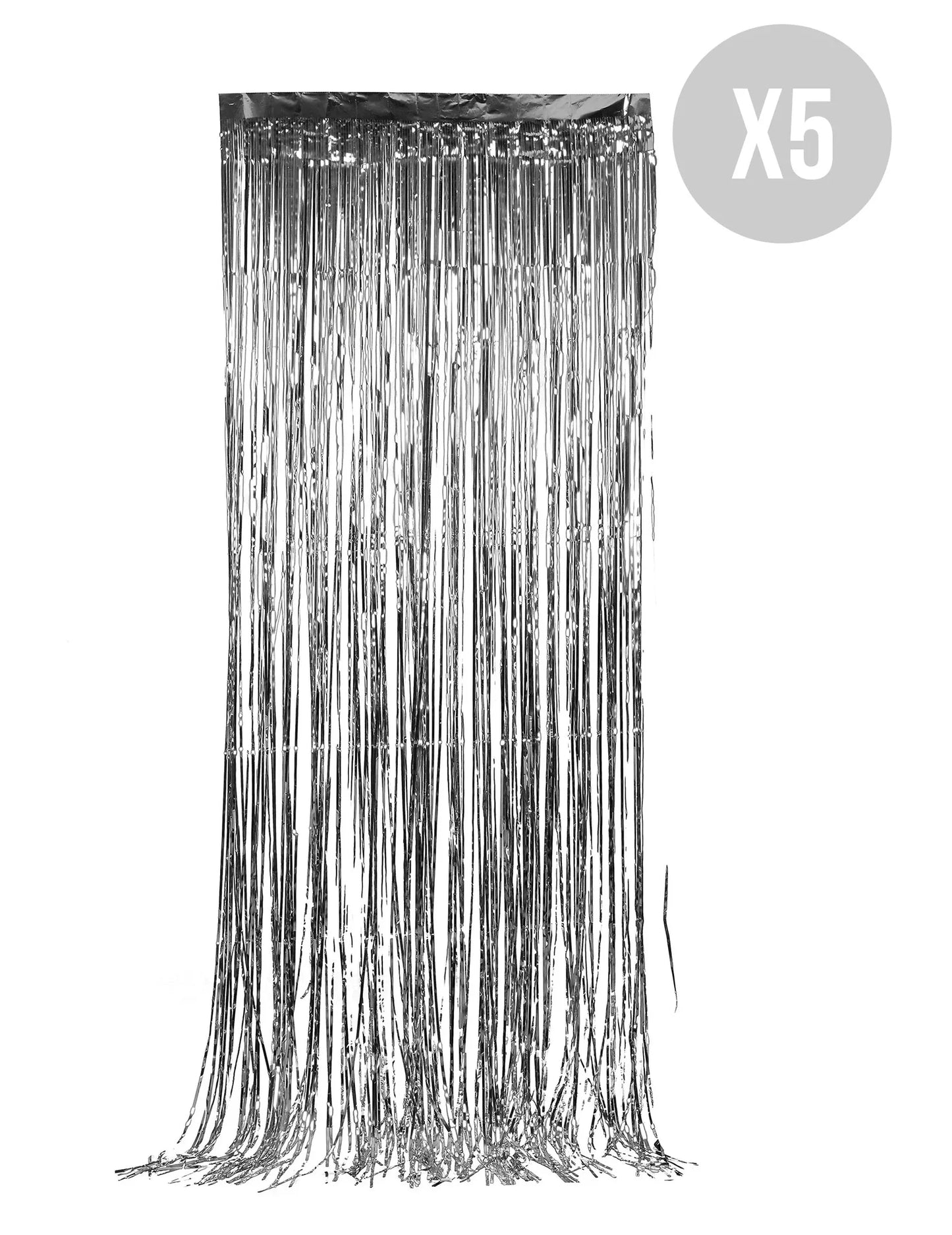 5er-Set silberner Glitzer-Vorhänge